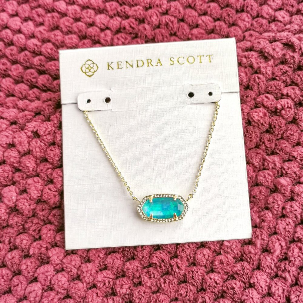 Kendra Scott Blue Green Opal Elisa Pendant Necklace - Gold